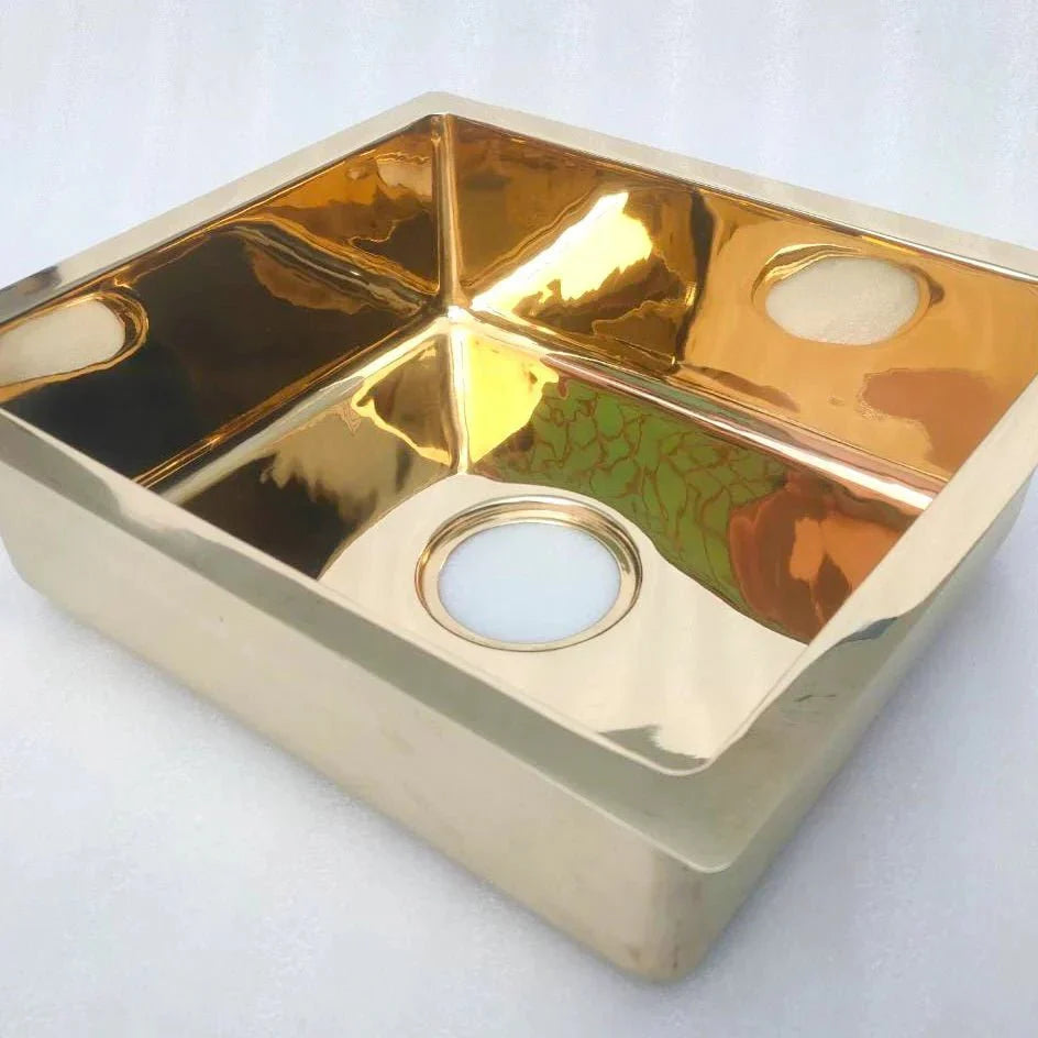 Designing a Kitchen Around One Statement Material featuring Unlacquered Brass Single Bowl Kitchen Sink
