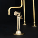 Downward spout brass faucet – side view showing angled spout