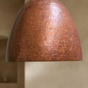 Hammered copper dome pendant close-up showing hand-beaten texture – Brass For Homes