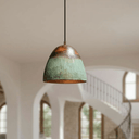Green patina copper bell pendant oxidized finish ceiling light – Brass For Homes