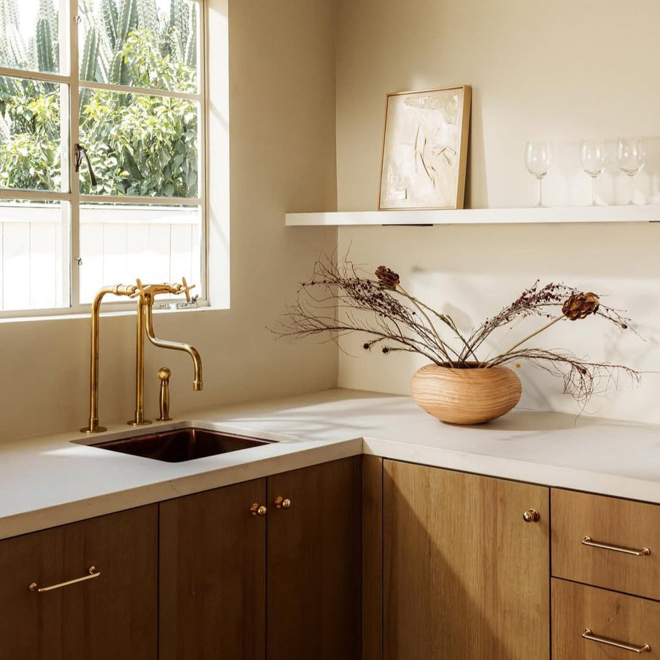 Aged Brass Kitchen Faucet With Long Legs Kitchen Faucets product photo