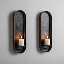Aged Copper Wall Candle Holders Set of 2 – Moroccan Sconces Home Decor detail view 4