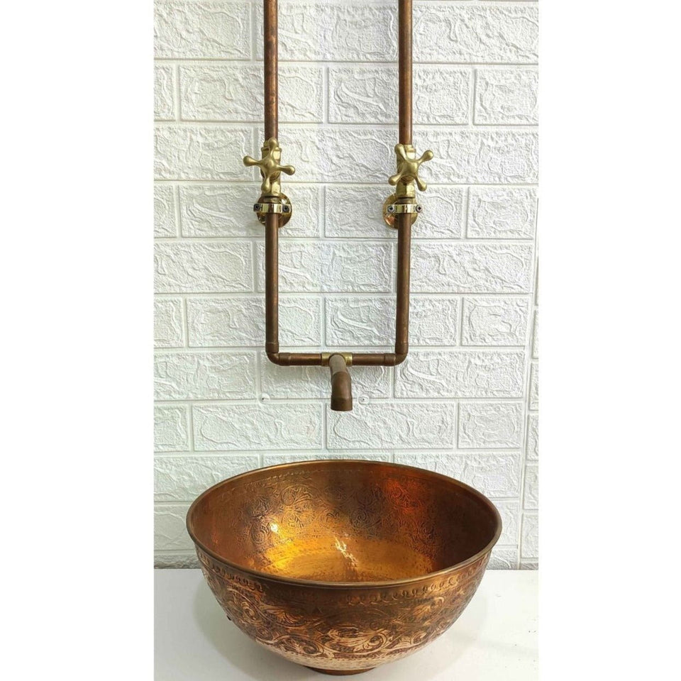 Antique Copper Wall Mount Faucet Sink Sinks product photo