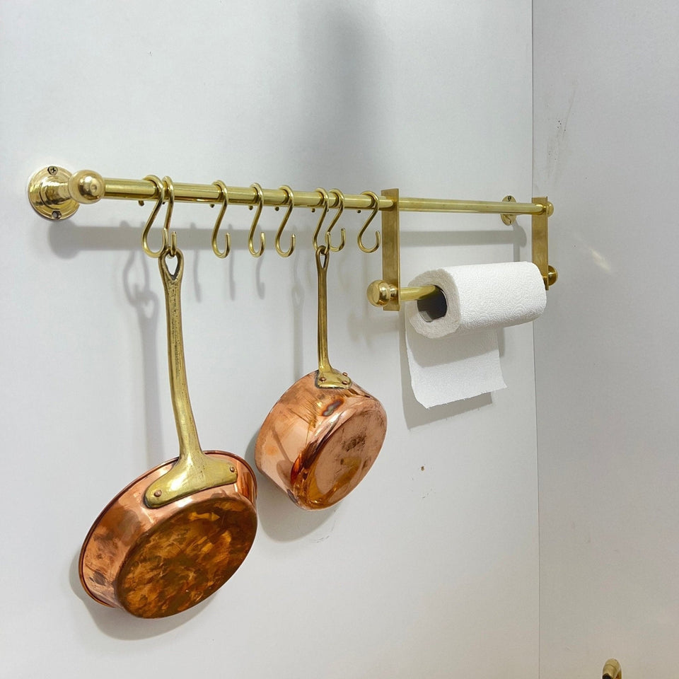 Unlacquered Brass Pot Rack With Tissue Holder Kitchen Hardware product photo