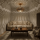 Brass Flush Pendant Light – Lotus Pattern Pierced Ceiling Shadow Fixture Pendant Lighting detail view 3