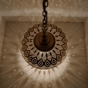 Brass Flush Pendant Light – Lotus Pattern Pierced Ceiling Shadow Fixture pendant light for kitchen islands, dining rooms, vanities, and warm artisan interiors - view 4