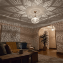Floral shadow projection from brass mandala ceiling lamp at night – Brass For Homes