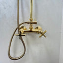 Unlacquered Brass Rain Shower shower system for primary bathrooms, guest bathrooms, walk-in showers, and classic bath renovations - view 4