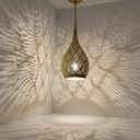Brass Teardrop Pendant Light – Handmade Pierced Ceiling Lamp for Living Room - Brass For Homes - 