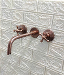 Engraved Copper Wall Mounted Faucet Sinks product photo