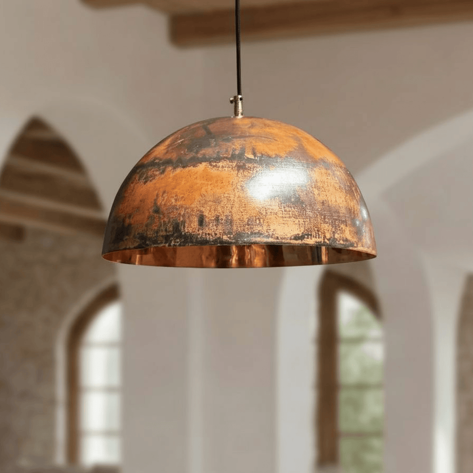Oxidized Copper Dome Pendant – Rustic Ceiling Light for Farmhouse Kitchens Pendant Lighting product photo