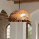 Oxidized copper dome pendant with dark patina finish – rustic farmhouse kitchen ceiling light – Brass For Homes