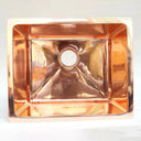 Smooth copper kitchen island sink – bowl detail showing polished finish