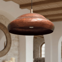 Pair of copper rustic dome lights over farmhouse kitchen island – Brass For Homes