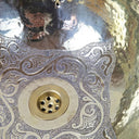 Engraved Brass Bathroom Sink – Round Undermount Basin Sinks detail view 2