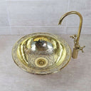 Engraved Brass Bathroom Sink – Round Undermount Basin sink for kitchens, bars, powder rooms, vanities, and statement wash areas - view 3
