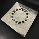 Engraved Silver Floor drain kitchen hardware for cabinets, drawers, sinks, drains, pot rails, and kitchen utility areas - view 3