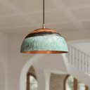 Green Patina Copper Dome Pendant – Oxidized Ceiling Light for Kitchens - Brass For Homes - 