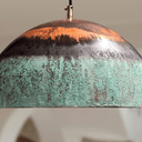Handcrafted green patina copper dome pendant light oxidized surface – Brass For Homes