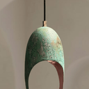 Green Patina Copper Pendant – Cutout Dome Ceiling Light for Rustic Decor - Brass For Homes - 