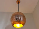 Hammered Copper Ball Pendant Light — Solid Copper Sphere Ceiling Lamp Pendant Lighting detail view 2