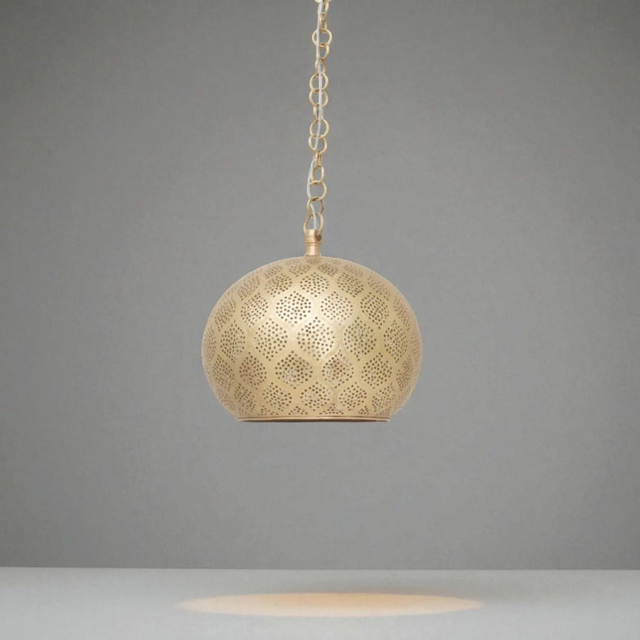Handcrafted Brass Pendant Lamp – Moroccan Engraved Ceiling Light pendant light for kitchen islands, dining rooms, vanities, and warm artisan interiors - view 1