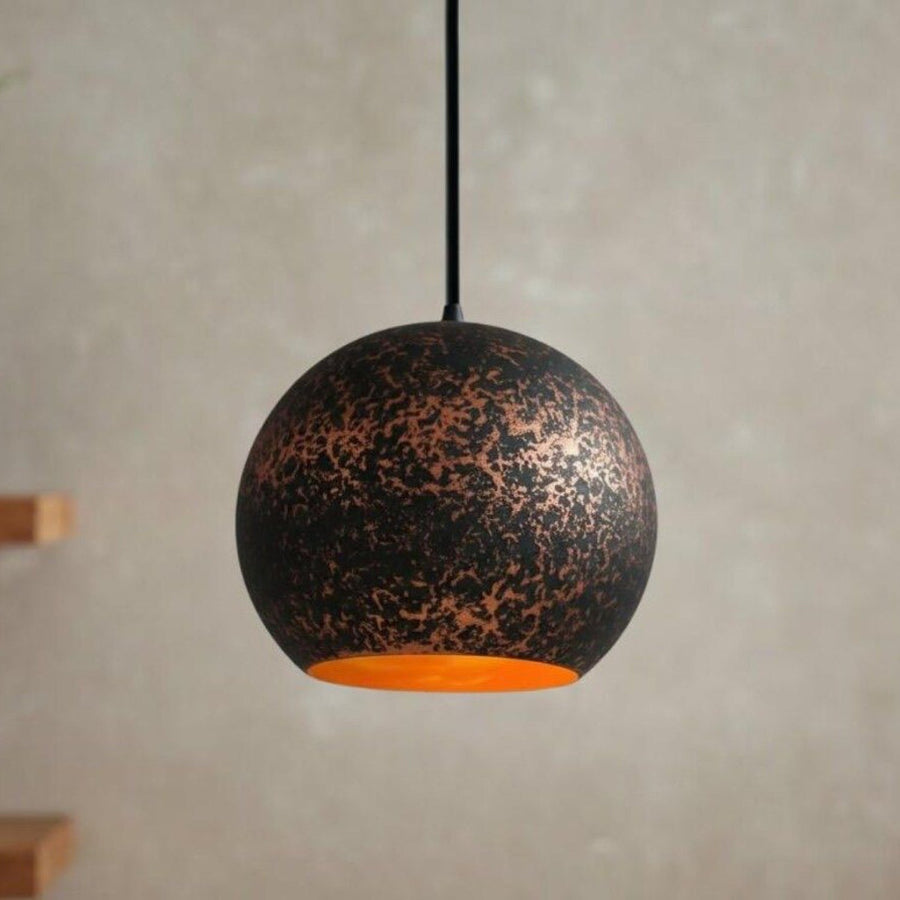 Handcrafted Copper Sphere Pendant Light – Dark Patina Ceiling Lamp pendant light for kitchen islands, dining rooms, vanities, and warm artisan interiors - view 1