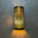 Handcrafted Cylindrical Brass Wall Sconce – Moroccan Filigree Light Pendant Lighting detail view 2