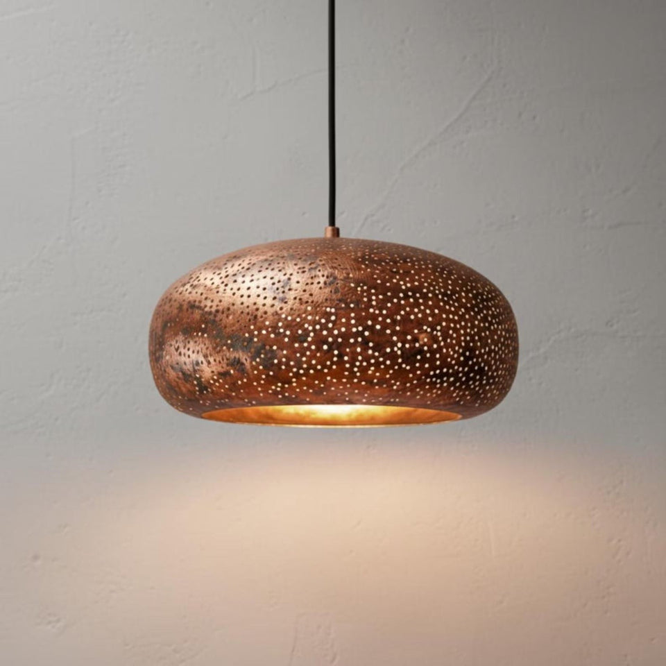 Handcrafted Hammered Brass Pendant Light – Industrial Rustic Ceiling Lamp Pendant Lighting product photo
