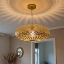 Brass Teardrop Pendant Light – Pierced Moroccan-Style Ceiling Lamp Pendant Lighting product photo