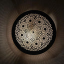 Handcrafted Round Brass Sconce – Engraved Moroccan Wall Light pendant light for kitchen islands, dining rooms, vanities, and warm artisan interiors - view 2