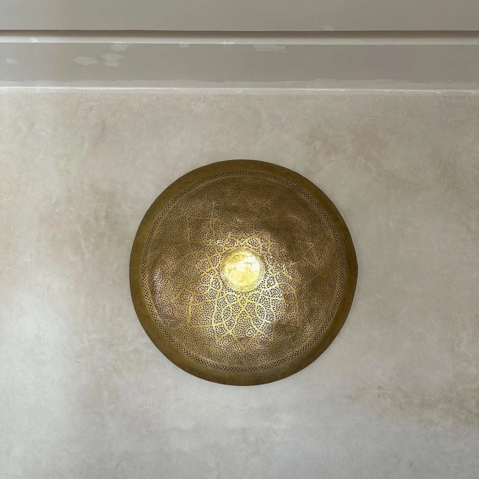 Handcrafted Round Brass Wall Light – Moroccan Engraved Sconce Pendant Lighting product photo