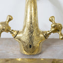 Unlacquered brass bathroom faucet – installed on vanity with vessel sink