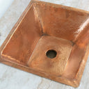 Handcrafted hammered copper kitchen sink – natural patina finish, angled view – Brass For Homes