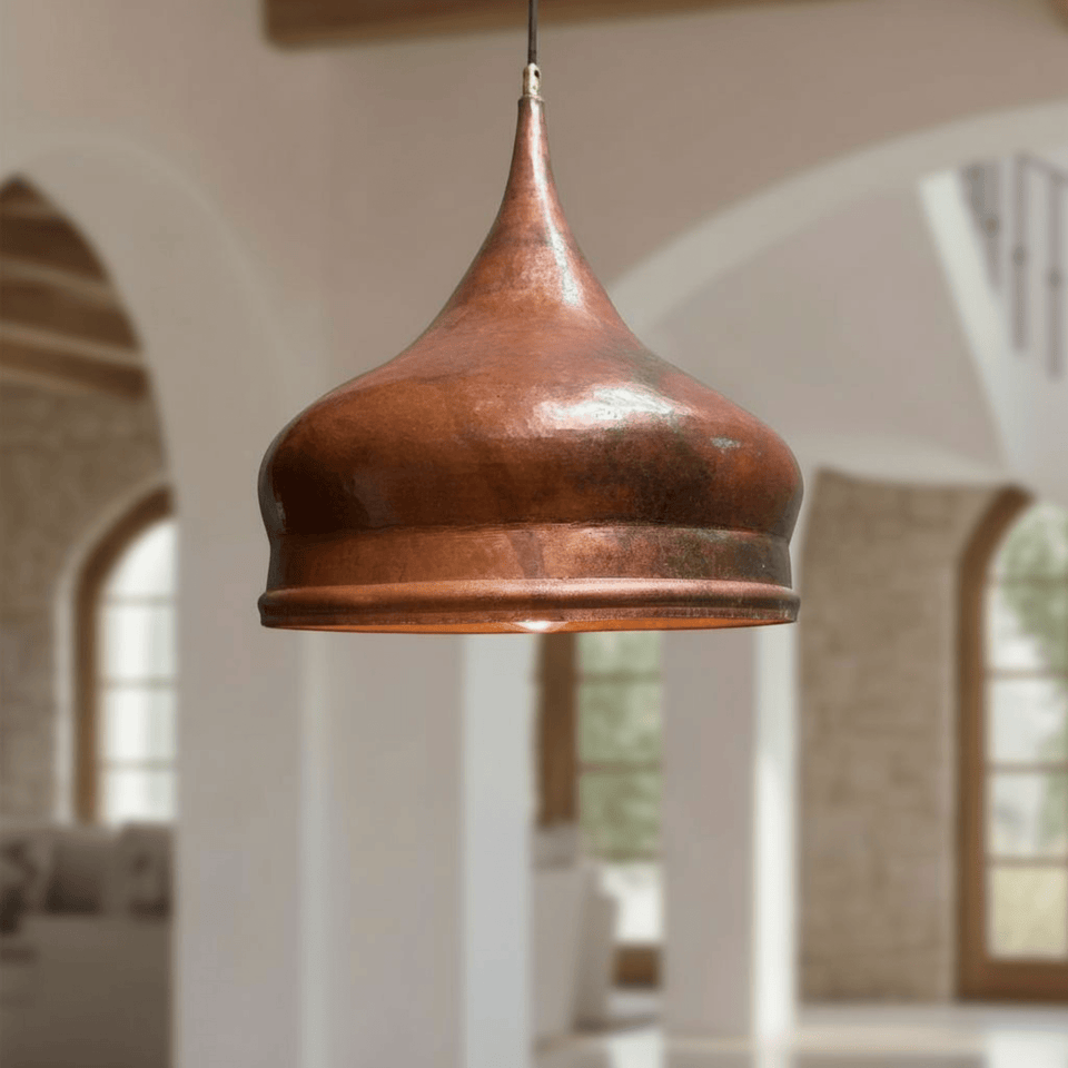 Hammered Copper Onion Dome Pendant – Rustic Ceiling Fixture for Kitchens Pendant Lighting product photo