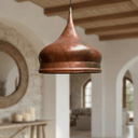 Rustic hammered copper dome pendant, bottom view – Brass For Homes