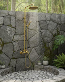 Outdoor Gold Rain Shower – Solid Brass Wall Mounted System Shower Systems detail view 2