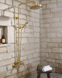 Outdoor Gold Rain Shower – Solid Brass Wall Mounted System shower system for primary bathrooms, guest bathrooms, walk-in showers, and classic bath renovations - view 3