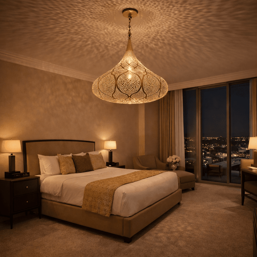 Moroccan brass openwork pendant light, intricate filigree ceiling lamp – Brass For Homes