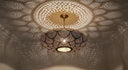 Scalloped openwork brass ceiling fixture with intricate arch pattern – Brass For Homes