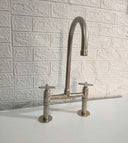Solid Brass Bridge Faucet Nickel Matte Finish kitchen faucet for kitchen sinks, prep sinks, bridge faucet layouts, and farmhouse kitchens - view 3