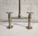 Solid Brass Bridge Faucet Nickel Matte Finish kitchen faucet for kitchen sinks, prep sinks, bridge faucet layouts, and farmhouse kitchens - view 4