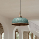 Green Patina Copper Dome Pendant – Oxidized Ceiling Light for Farmhouse - Brass For Homes - 