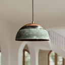 Green Patina Copper Dome Pendant – Oxidized Ceiling Light for Farmhouse - Brass For Homes - 