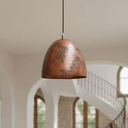 Hammered Rustic Copper Pendant – Dome Ceiling Light for Farmhouse Kitchens Pendant Lighting detail view 2
