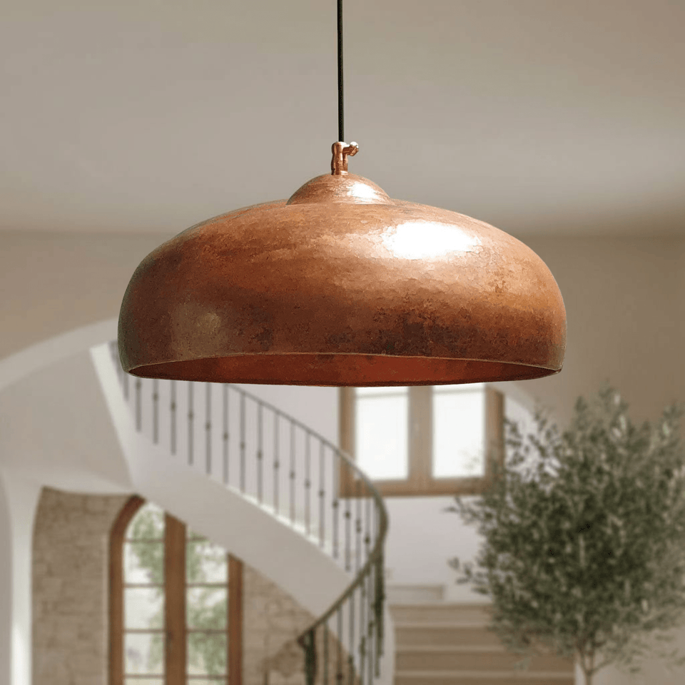 Rustic Copper Pendant Lights – Solid Dome Ceiling Fixtures for Kitchens - Brass For Homes - 