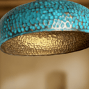 Blue patina brass pendant light – bohemian dining room dome fixture – Brass For Homes