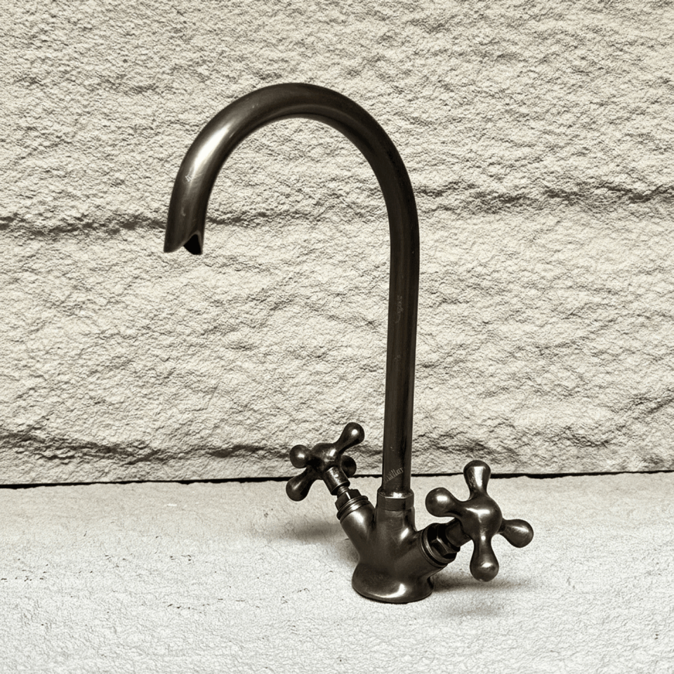 Solid Brass Aged Bronze Gooseneck Bathroom Faucet Bathroom Faucets product photo