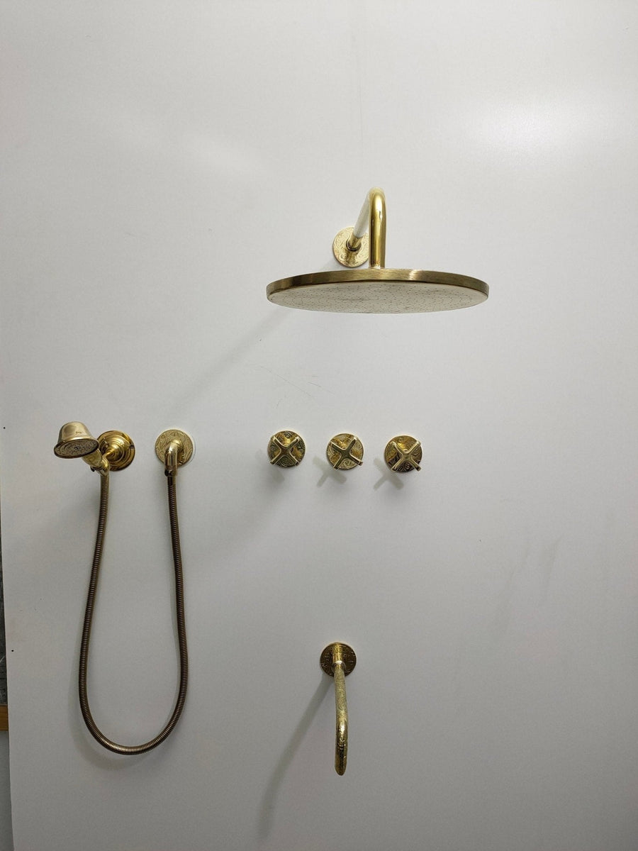 Solid Brass Exposed Shower Set shower system for primary bathrooms, guest bathrooms, walk-in showers, and classic bath renovations - view 1