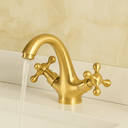 Solid Brass Single-Hole Bathroom Faucet – Classic Cross Handles bathroom faucet for bathroom vanities, powder rooms, basin sinks, and vintage-inspired wash spaces - view 2